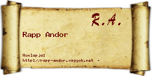 Rapp Andor névjegykártya